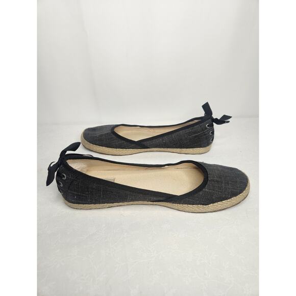 UGG Gray Canvas Tie Back Logo Slide On Flats Moccasin Loafers US 9 EU40 1003493 - Picture 4 of 8